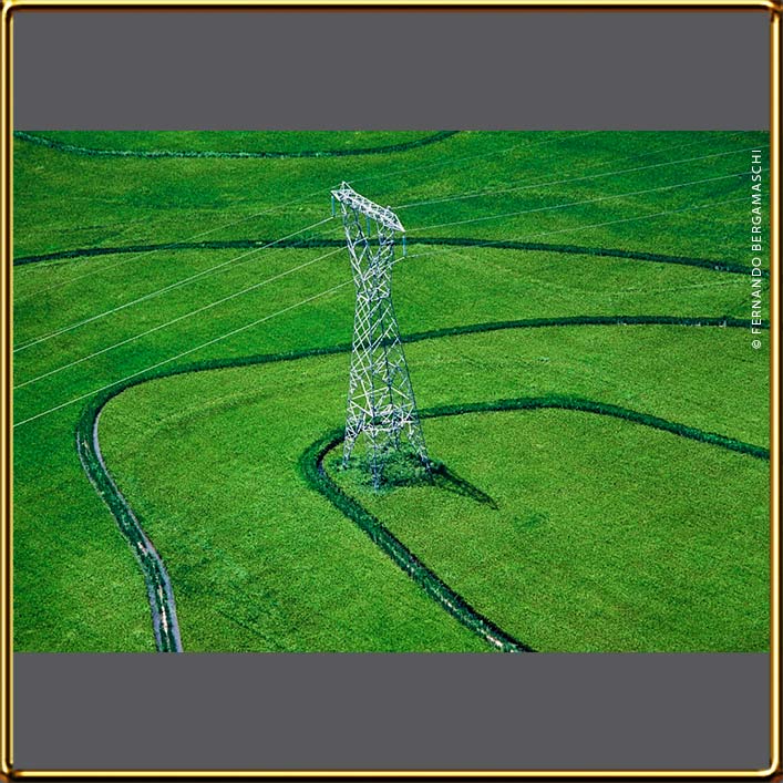 rice plantation aerial with power line
