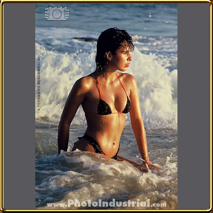 Model by the water's edge sea